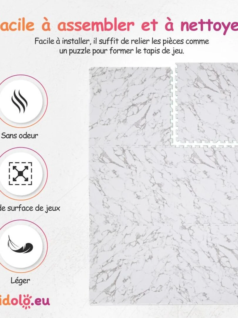 Tapis De Jeu Enfant Puzzle Arc En Ciel par Kidolo   120 x 180 cm   Gris