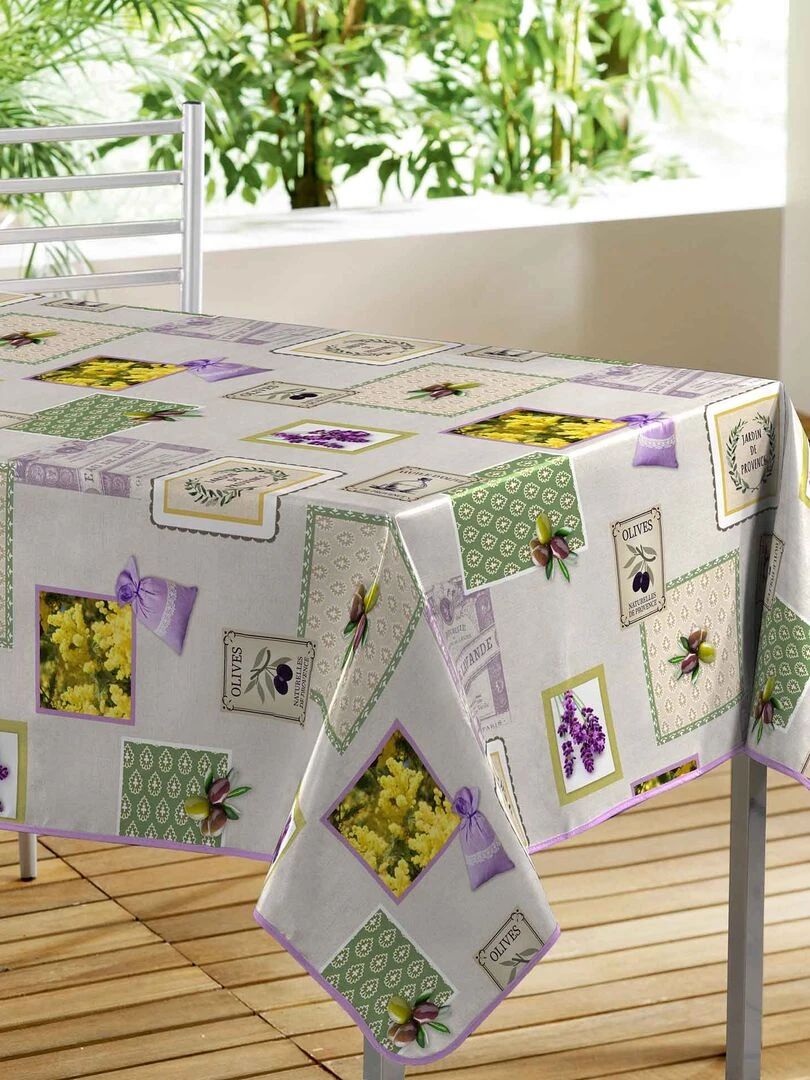 Nappe rectangle PVC Provence Gris