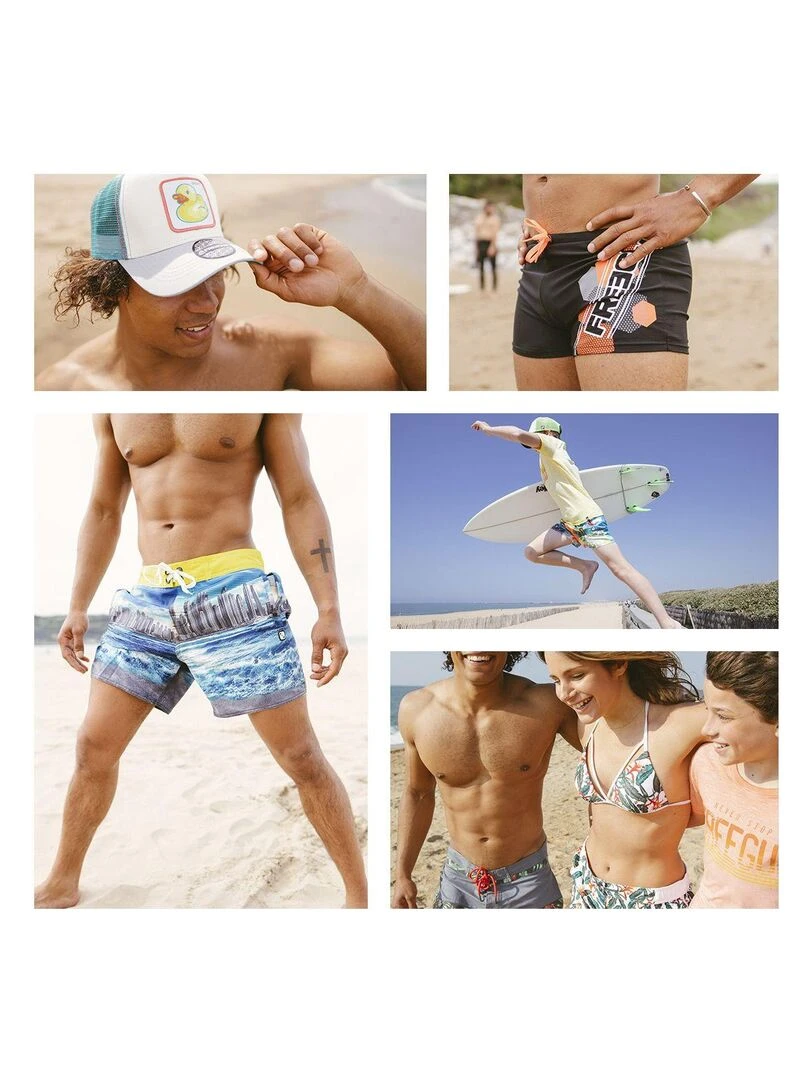 Boardshort court homme ceinture tout élastiquée Freegun Vert