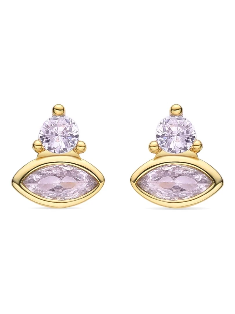Boucles d'oreilles Surko en zircone brillant finition en or jaune 18 carats Multicolore