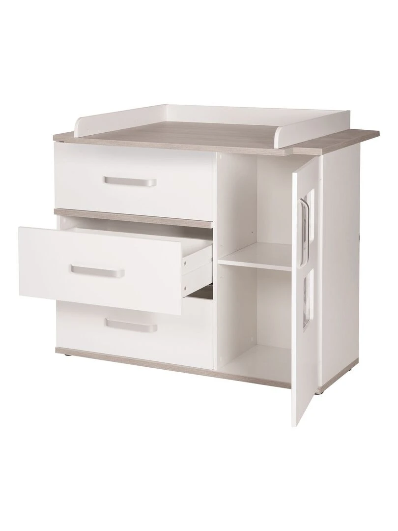 ROBA Large Commode à Langer "Moritz" avec 2 Cadres Photo Hauteur à Langer 94 cm Blanc Gris