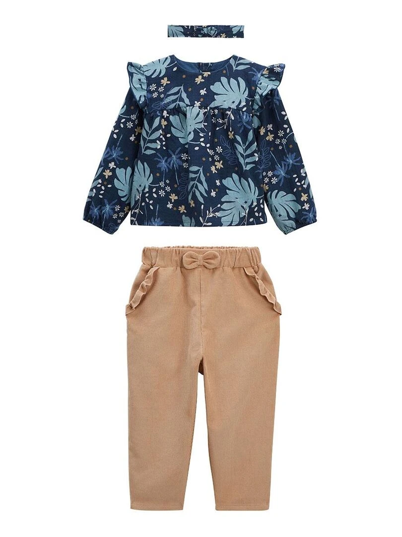 Ensemble bébé blouse et pantalon avec bandeau Holly Night Bleu