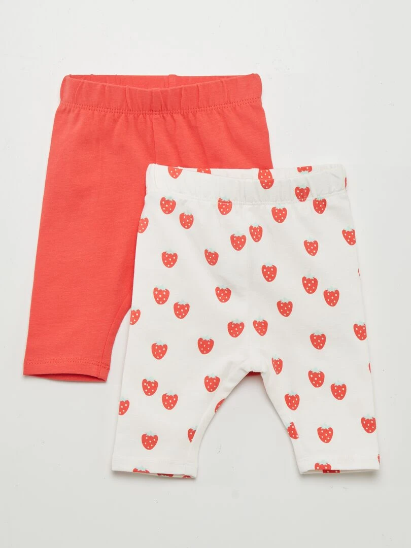 Lot de leggings en jersey 2 pièces Rouge