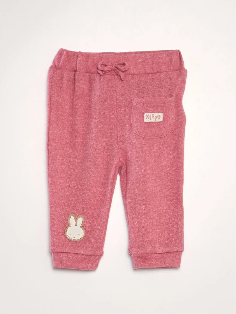 Pantalon en tricot avec lapin Rose