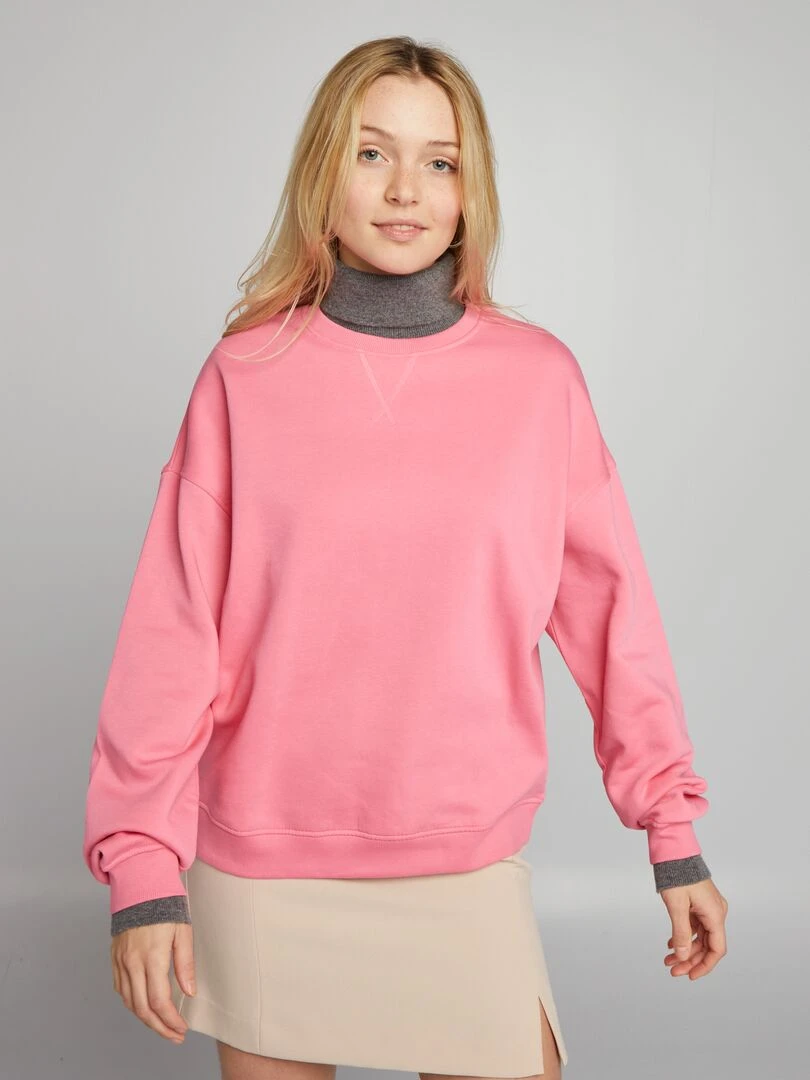 Sweat en molleton uni   rose