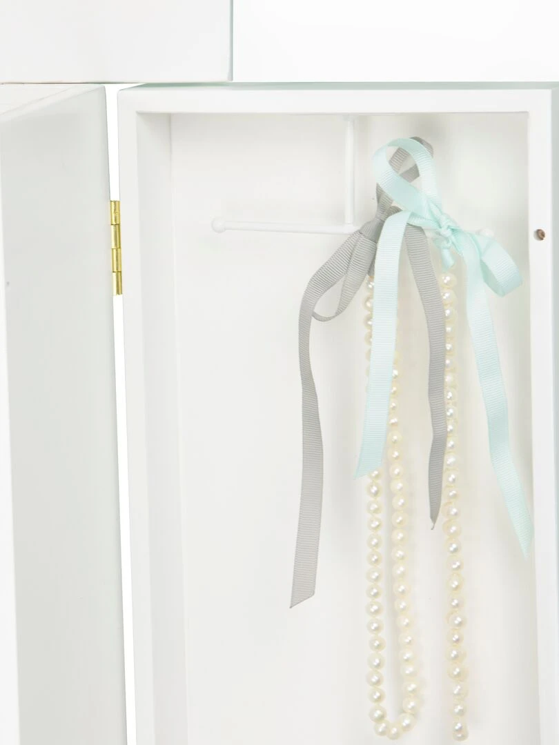Meuble armoire à bijoux présentoir commode en bois zébrée bleu turquoise et blanc Teamson Kids Bleu