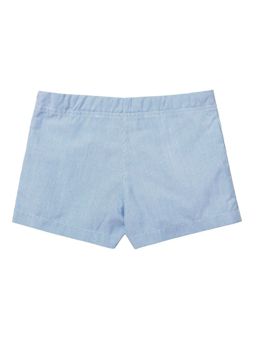 Short Été Fille  Rayures Bleues Blanches  ANGIE   'LA FAUTE A VOLTAIRE'   Blanc Bleu ciel