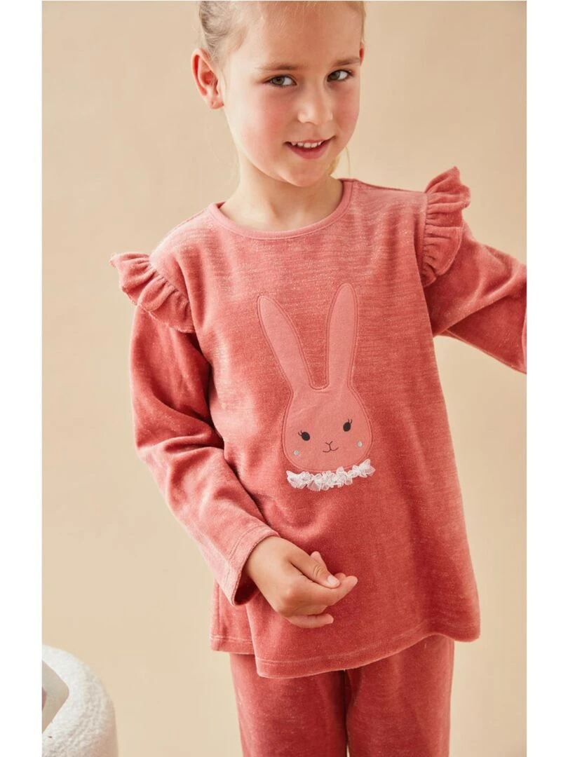 Pyjama 2 pièces lapin en velours    Noukie's   Rose