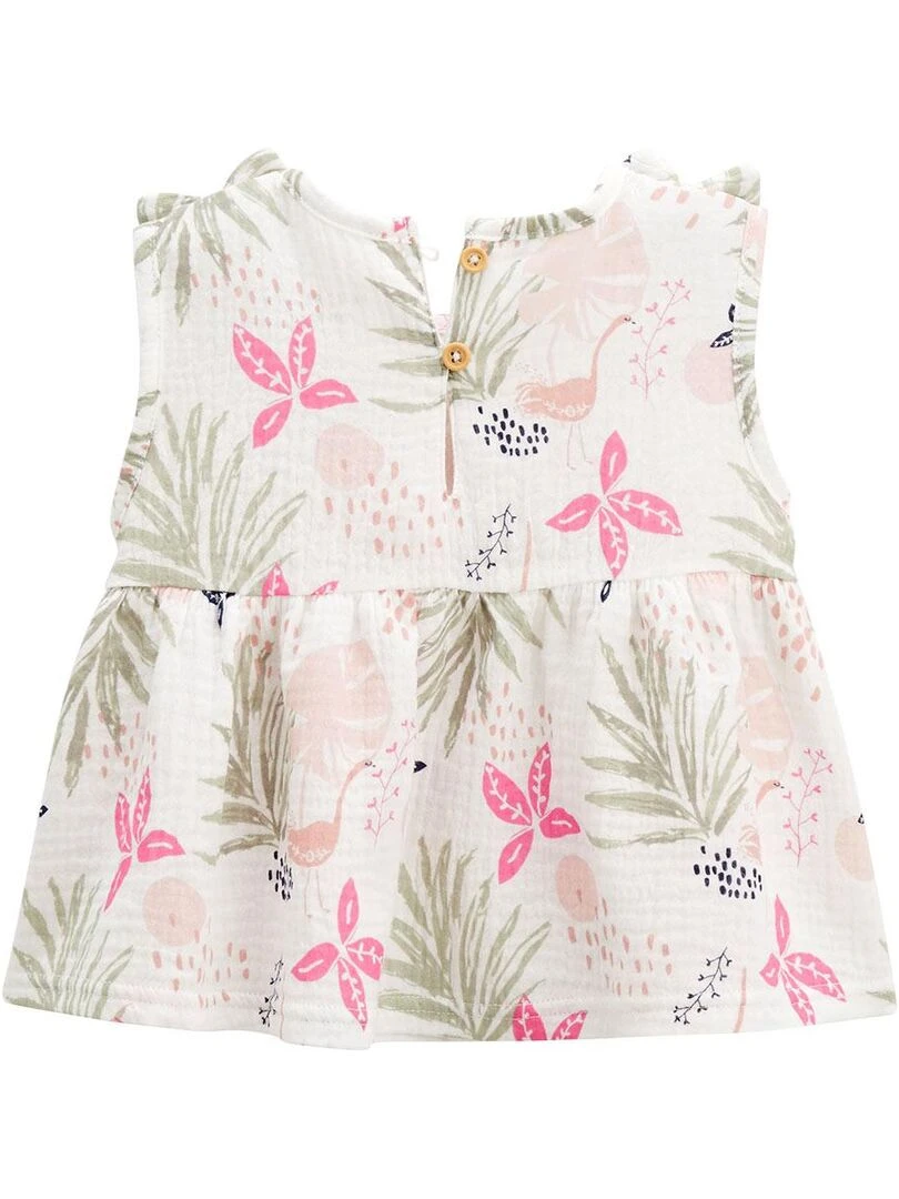 Blouse enfant en gaze de coton Calipso   Ecru