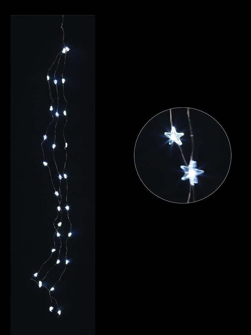 Branche lumineuse 30 Led etoiles Blanc