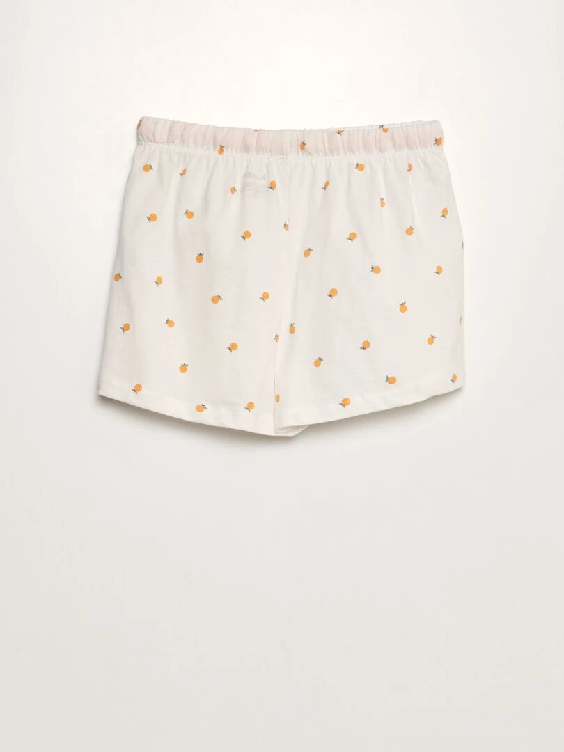 Pyjama court chemise + short à motif   Blanc