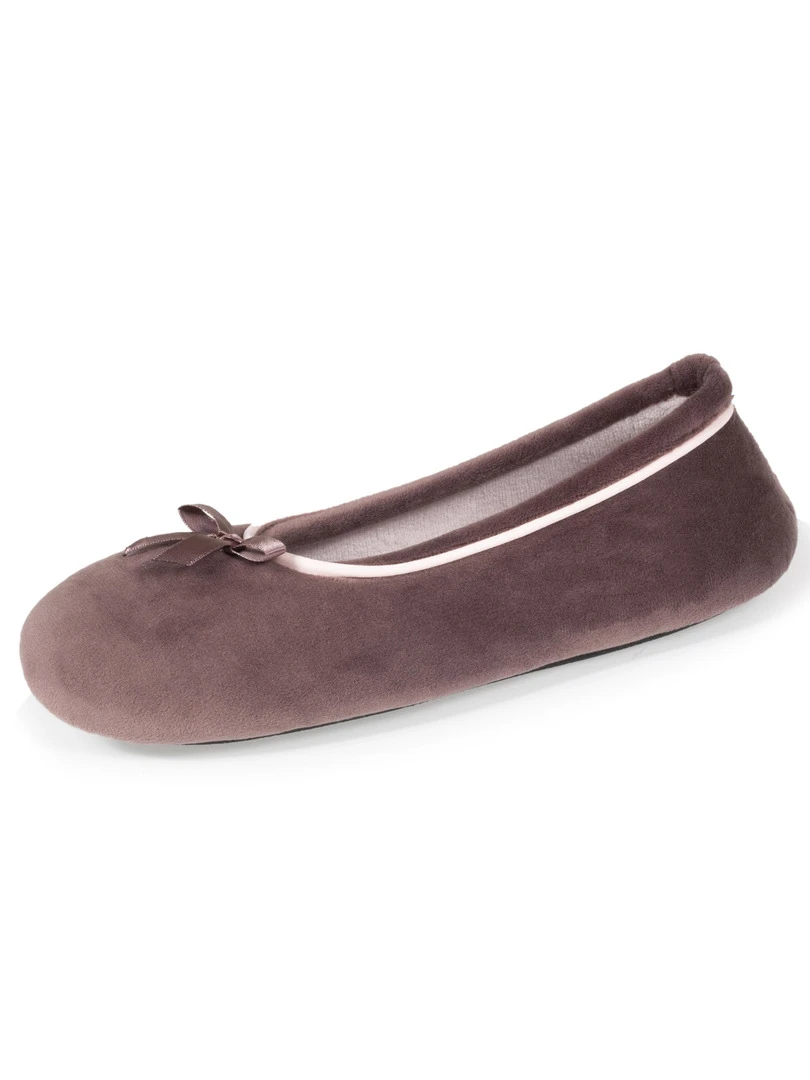 Isotoner Chaussons Ballerines Femme Taupe Pois Marron