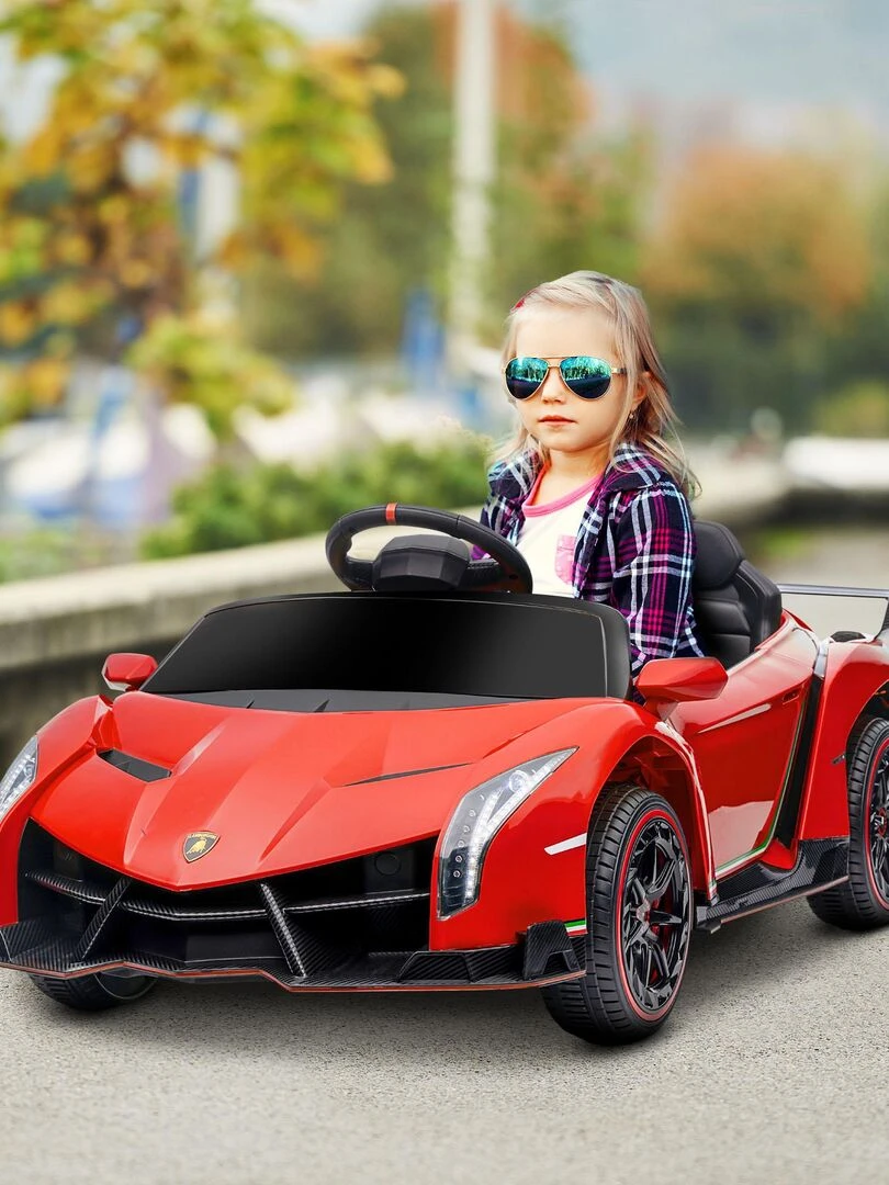 Voiture électrique enfant licence Lamborghini Veneno avec télécommande   Rouge