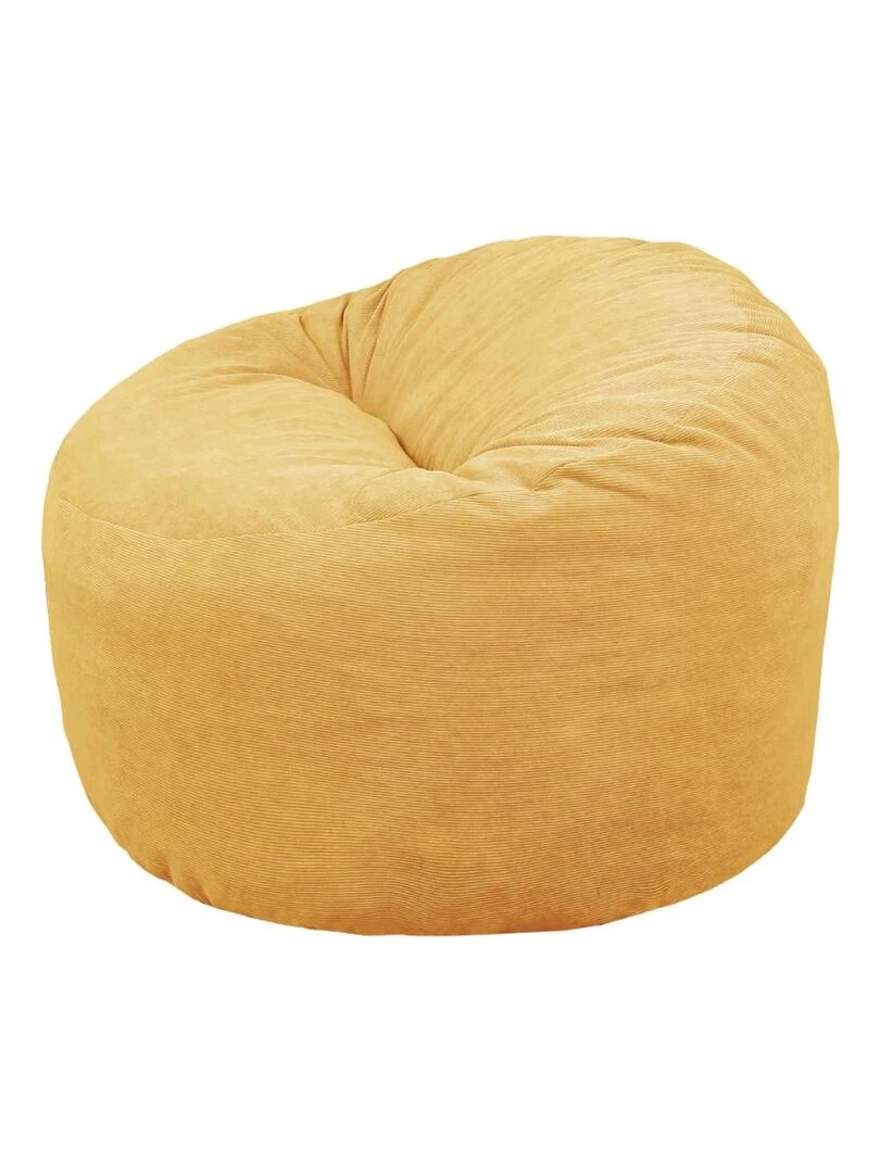 Pouf Velours Côtelé   Doux  Confortable et Élégant   Bananair   Jaune