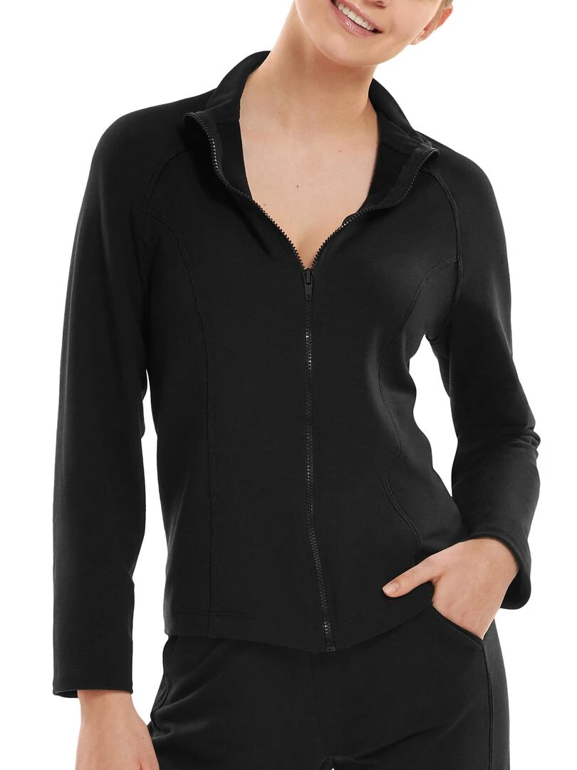 Top zippé manches longues Youthful Noir