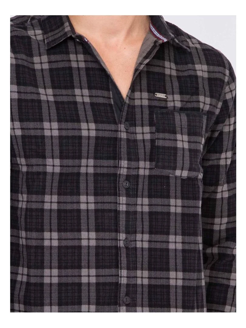 Chemise manches longues carreaux TUBAUTO   Noir