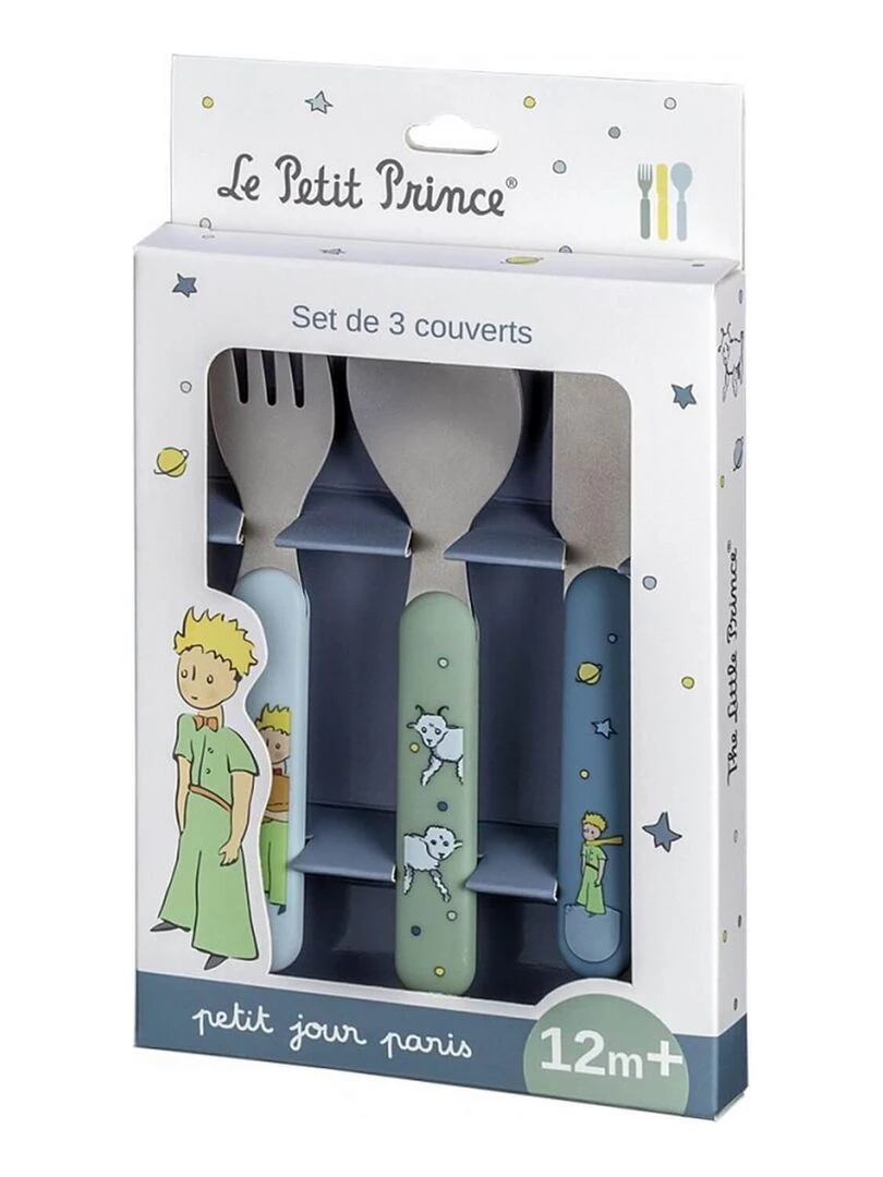 Set de 3 couverts Le petit prince Bleu