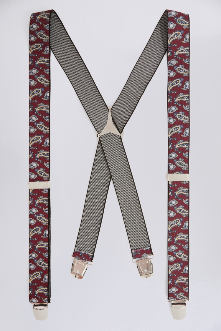 Wine Paisley Clip-On Braces Buy Online at Moss