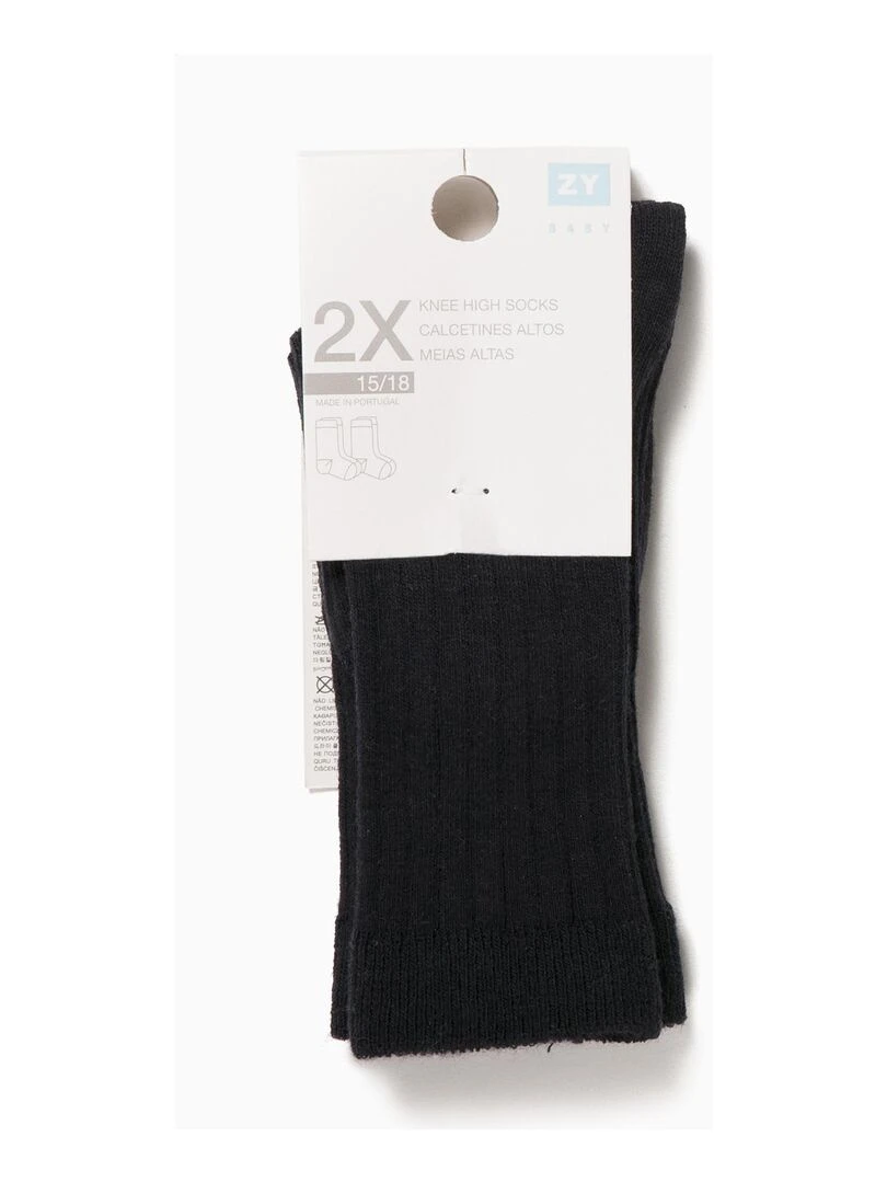 Lot de 2 Paires de Chaussettes Côtelées pour Bébé ESSENTIALS LINE Bleu foncé