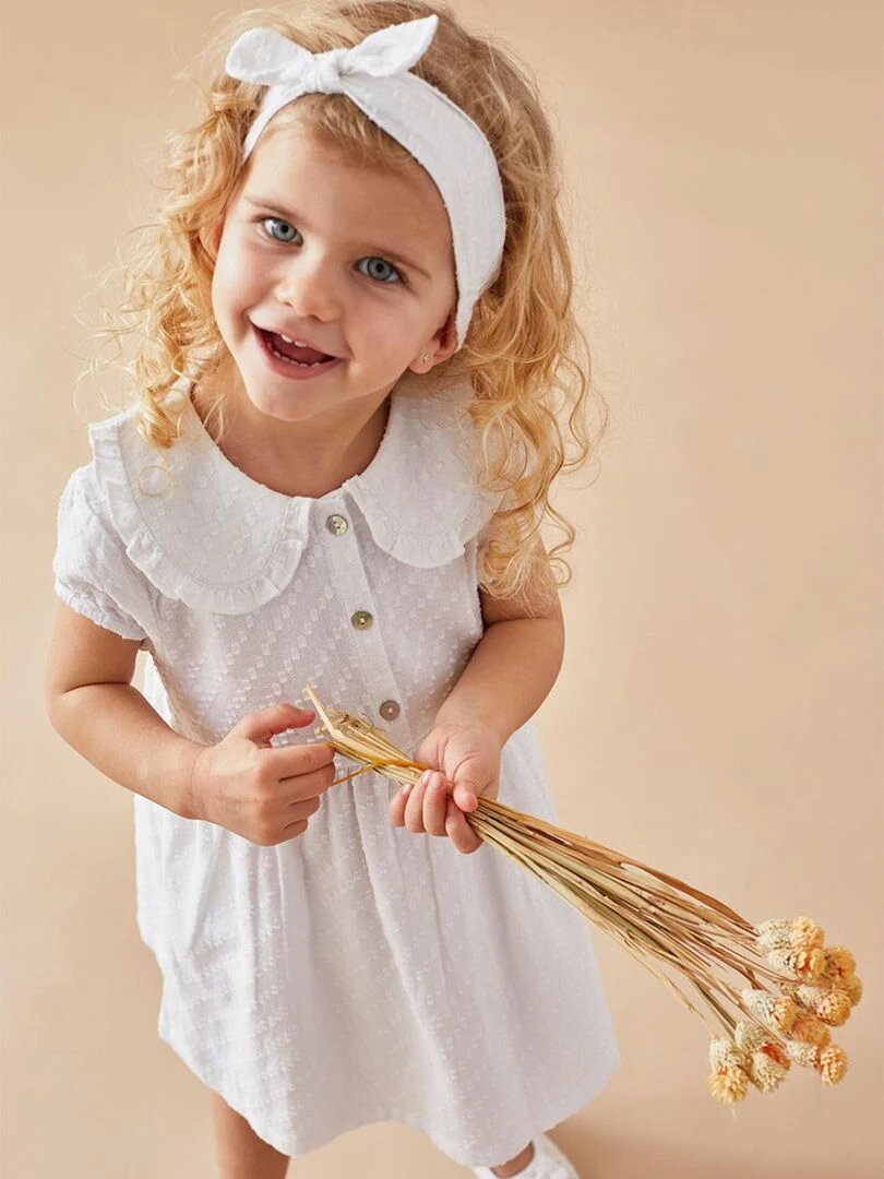 Set cérémonie robe + bloomer + bandeau    Noukie's   Blanc