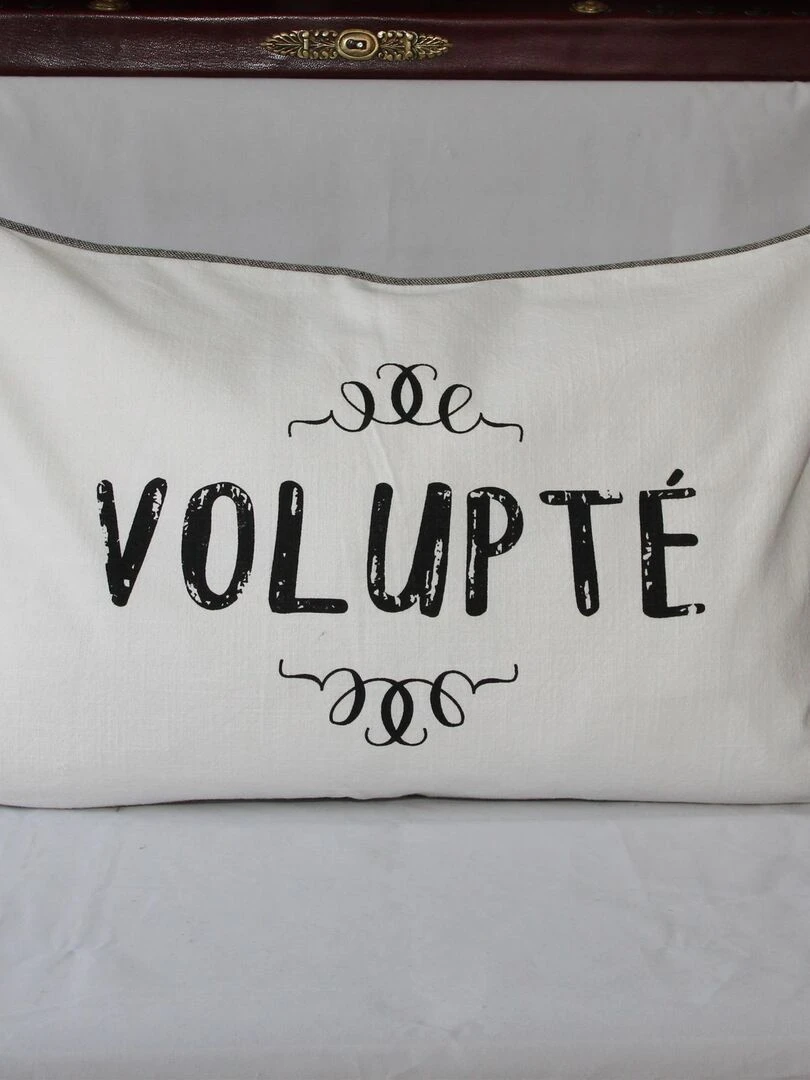 Coussin déhoussable et passepoilé Ecru