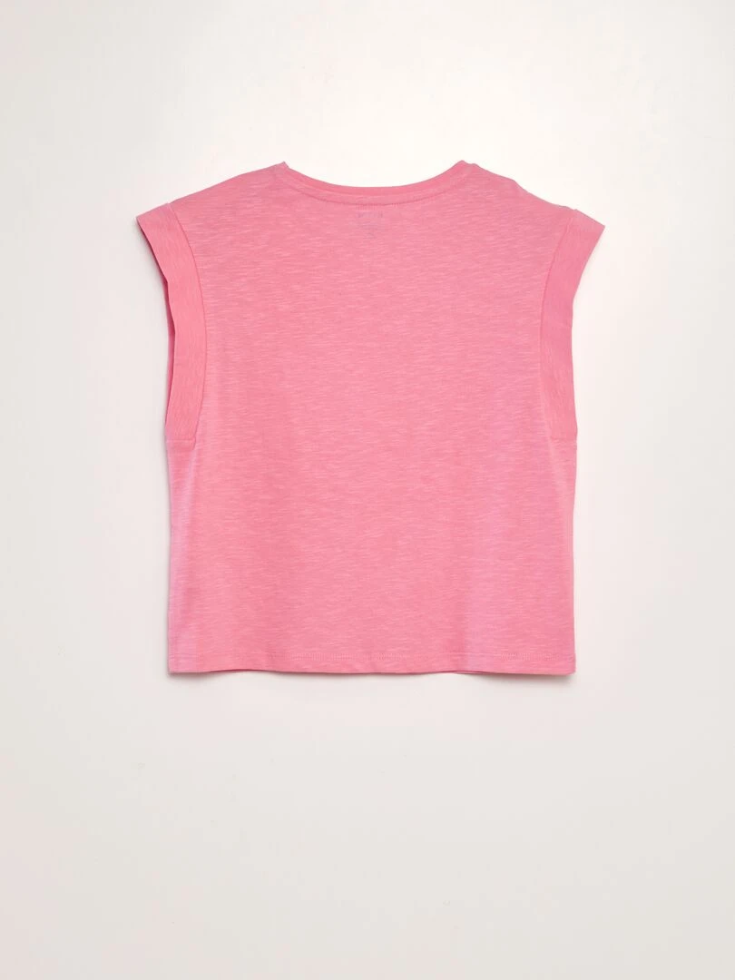 T shirt en jersey à manches très courtes rose