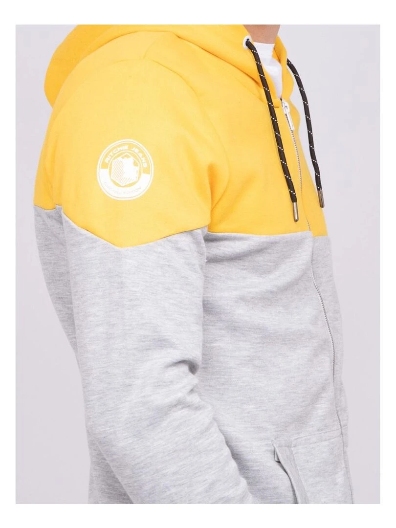 Sweat zippé capuche WICK   Jaune