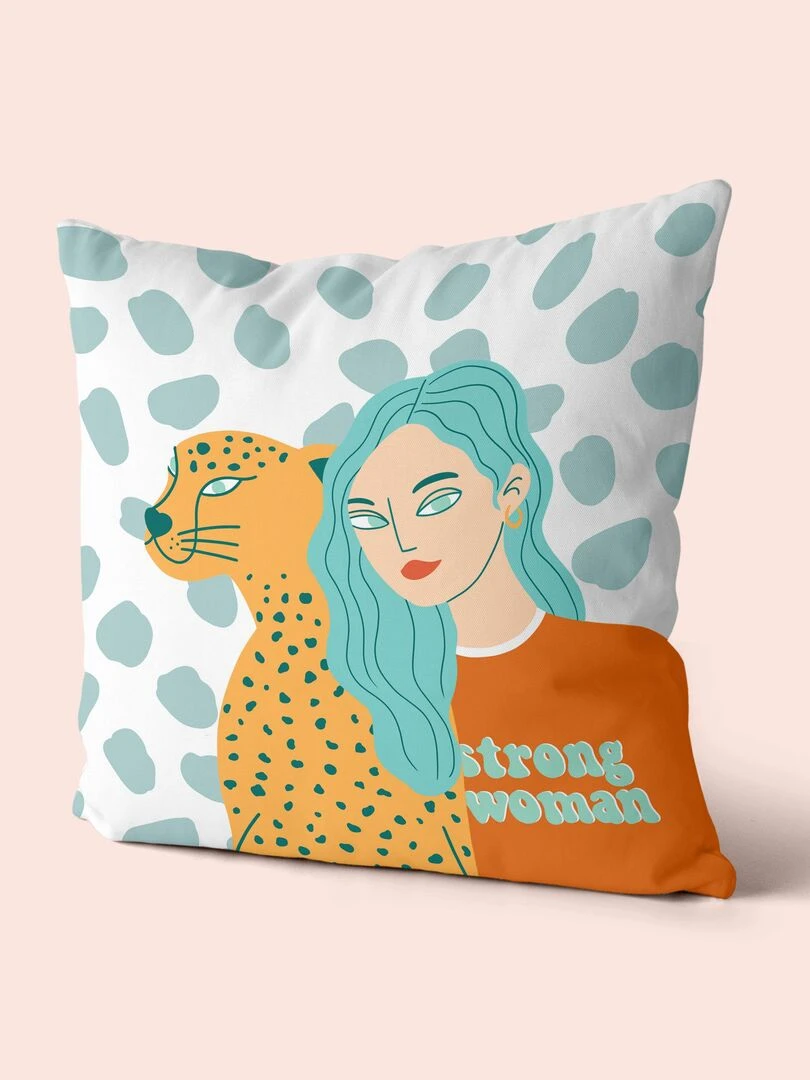 Housse de coussin décoratif Girl power "Happyfriday"   Blanc