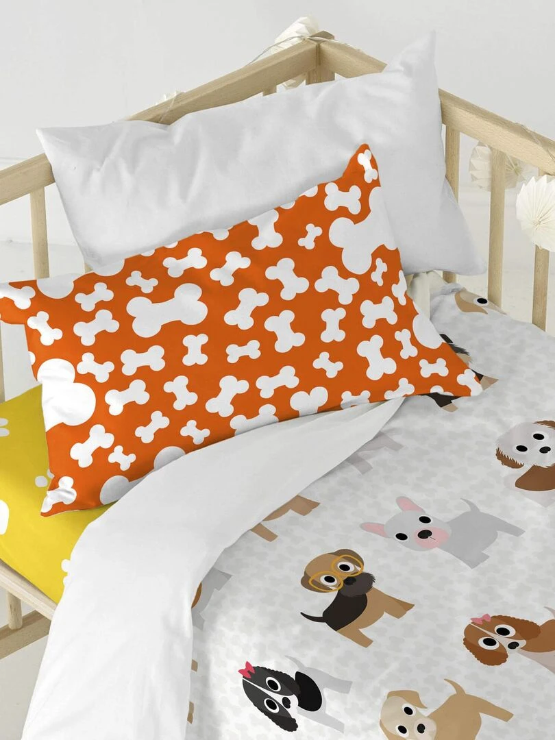 Parure housse de couette 2 pièces Dogs "Happyfriday"   Blanc