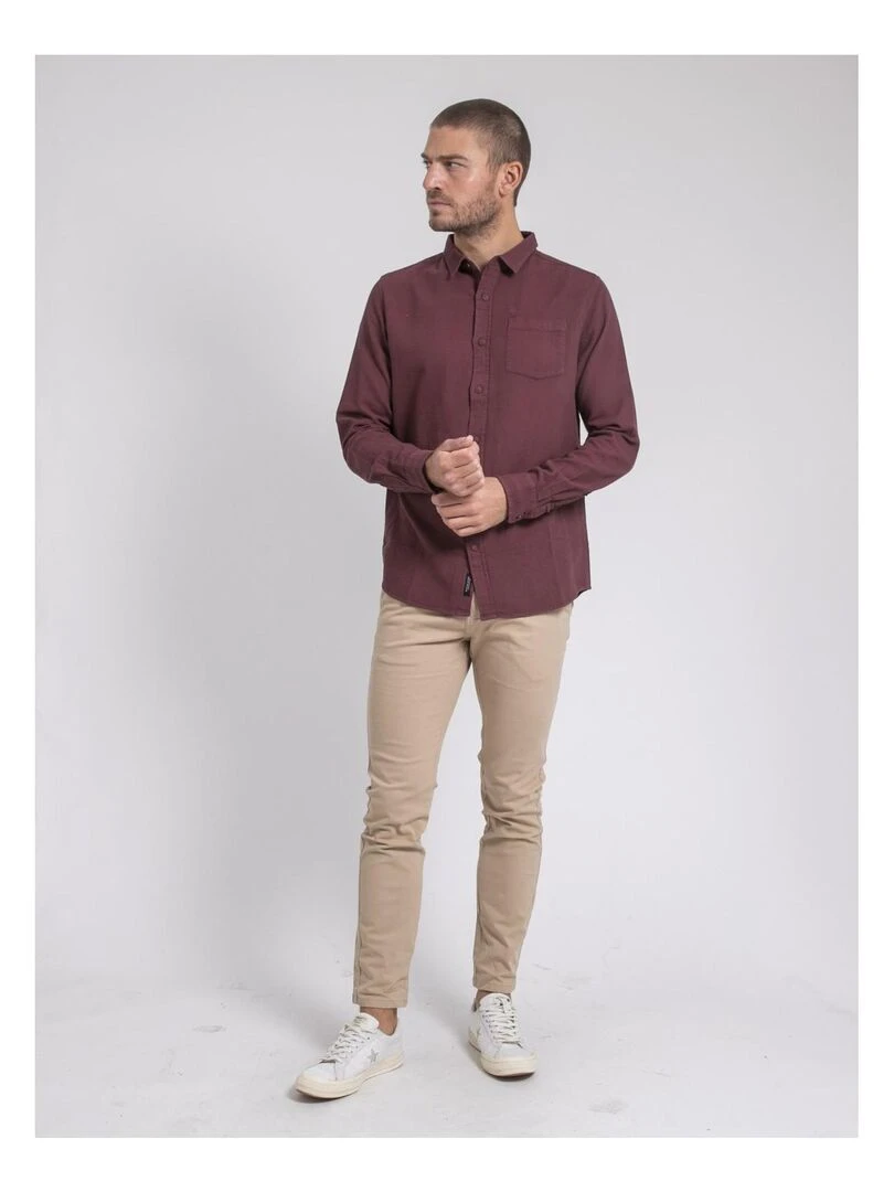 Chemise manches longues pur coton TAMORIS   Bordeaux
