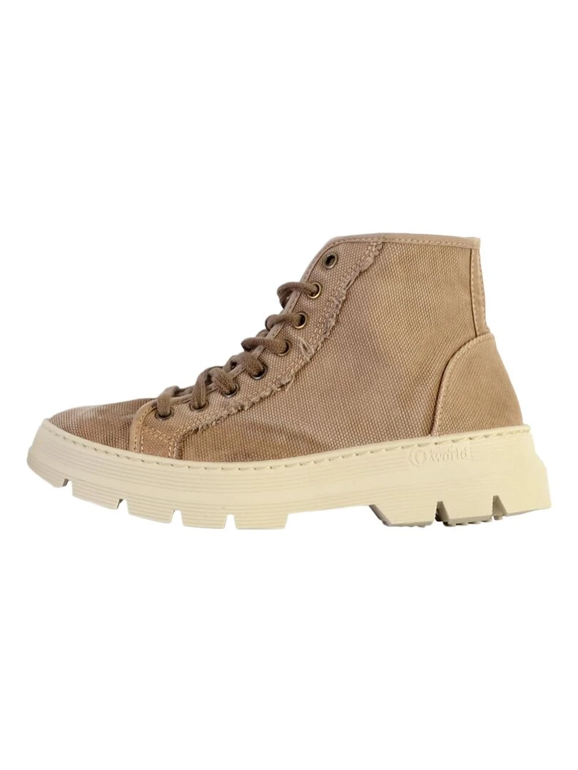 Basket Montante à Lacets Natural World Bota Enzimatica Beige