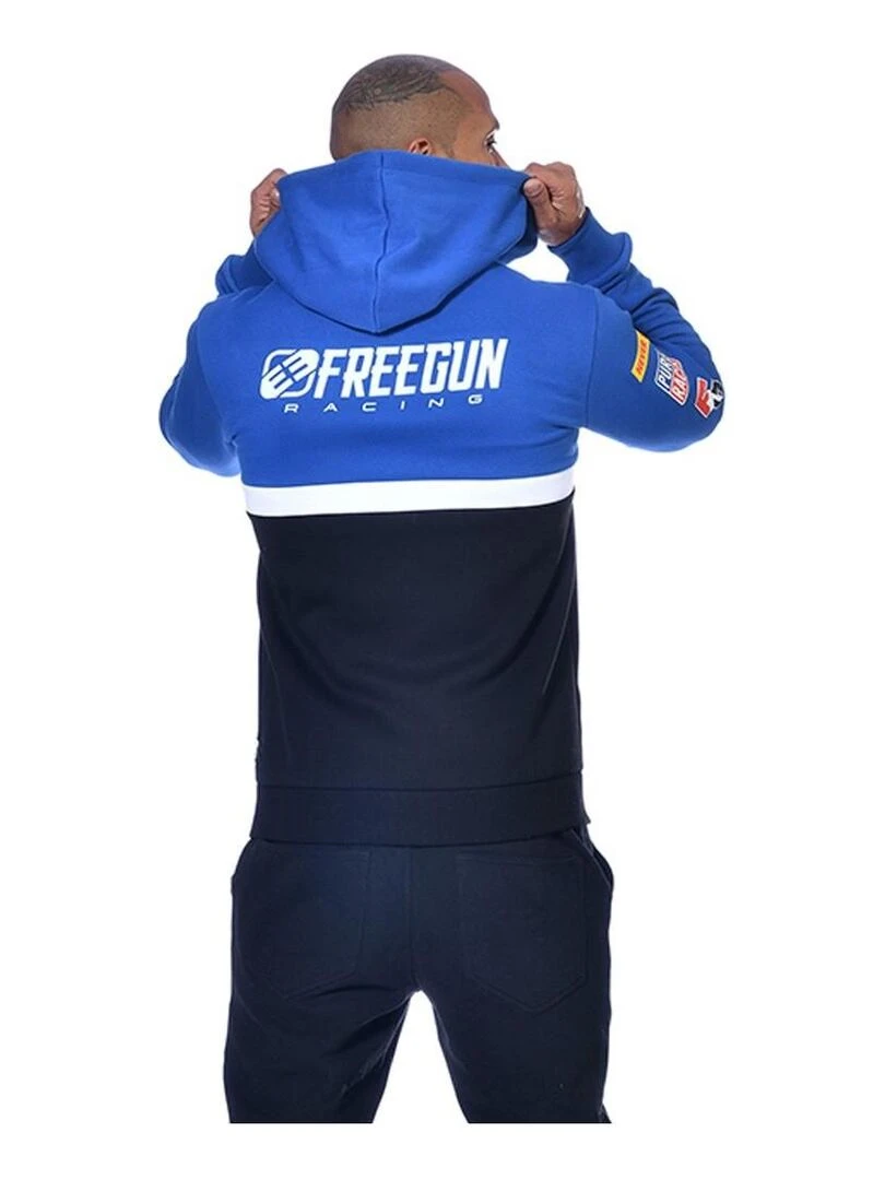Sweat homme à capuche avec zip Collection Racing Freegun   Bleu
