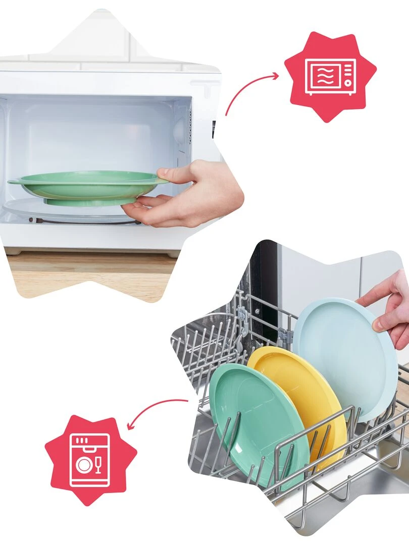 Lot de 3 assiettes 'Badabulle   Jaune/bleu/vert