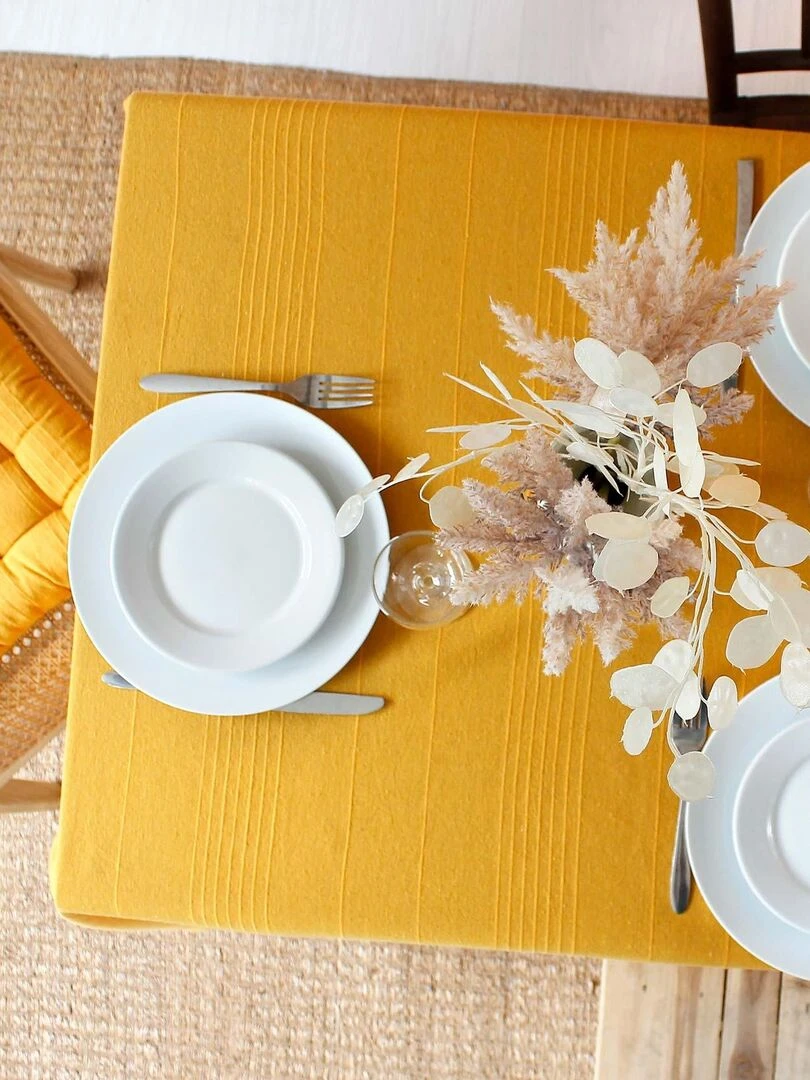 Nappe tendance en coton recyclé Jaune moutarde