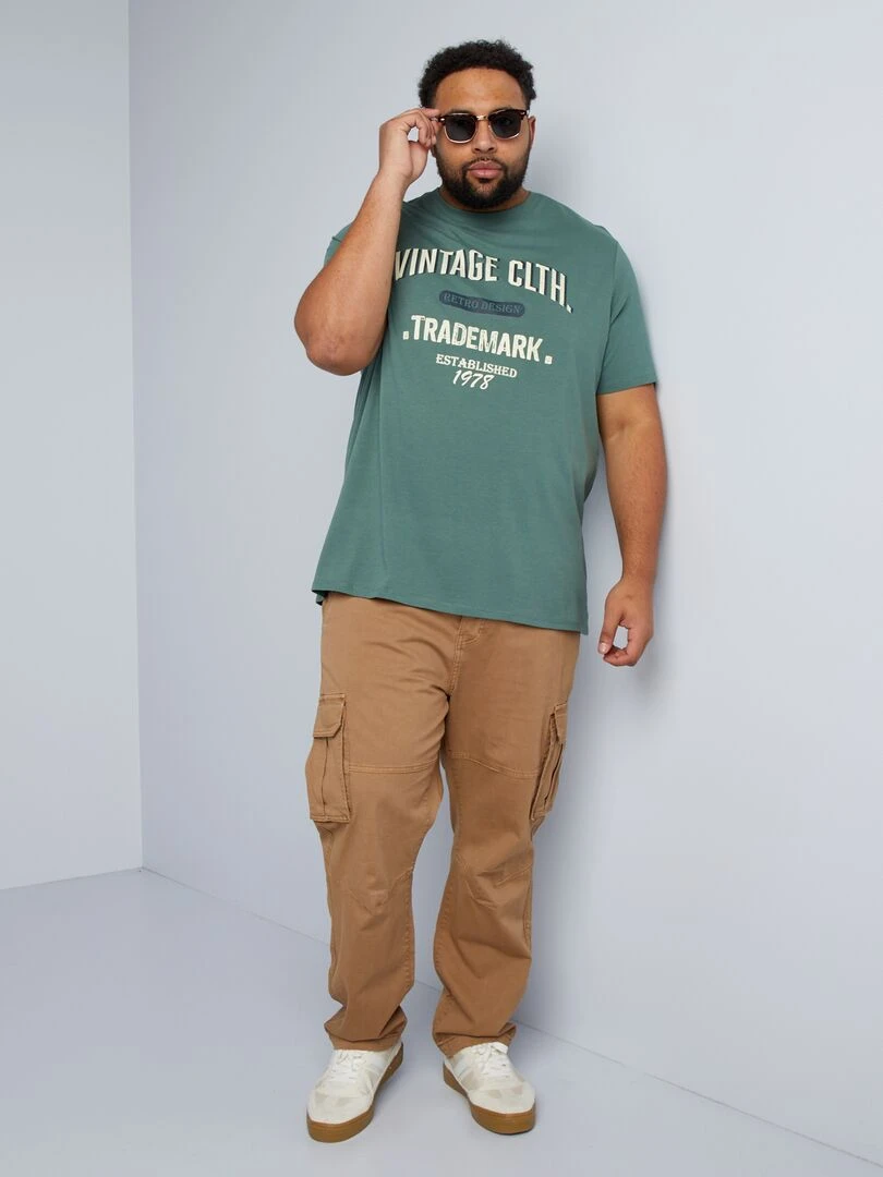 T shirt en jersey avec print placé devant Vert