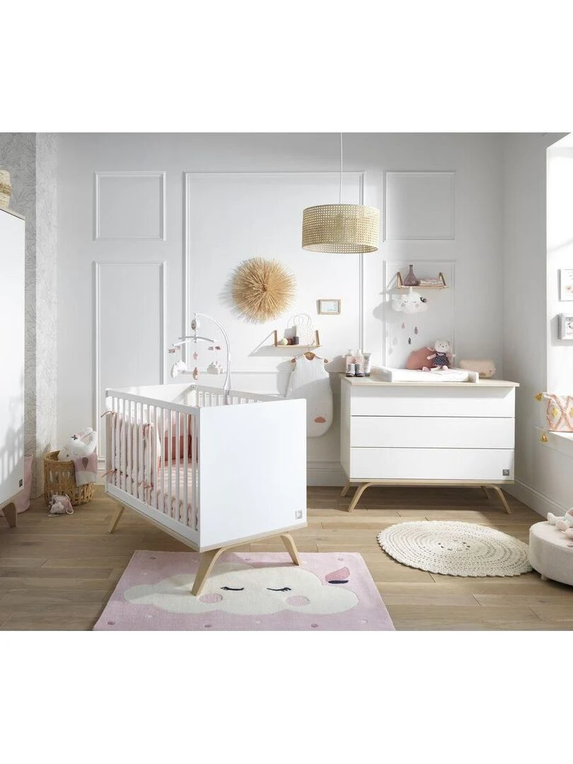 Armoire enfant 2 portes 209x102x56cm en bois blanc   SAUTHON   Blanc