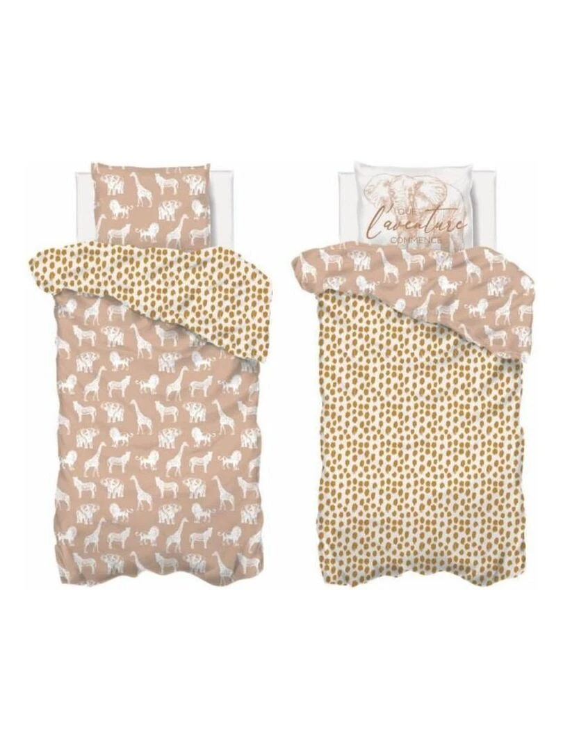 Housse de couette enfant 140x200 Savane + taie 100% coton 57 fils Beige