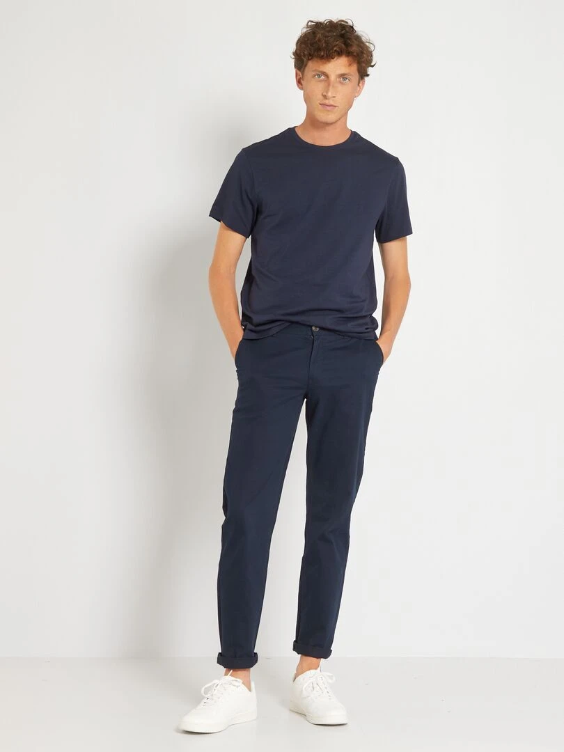 Pantalon chino en coton stretch L34 bleu marine
