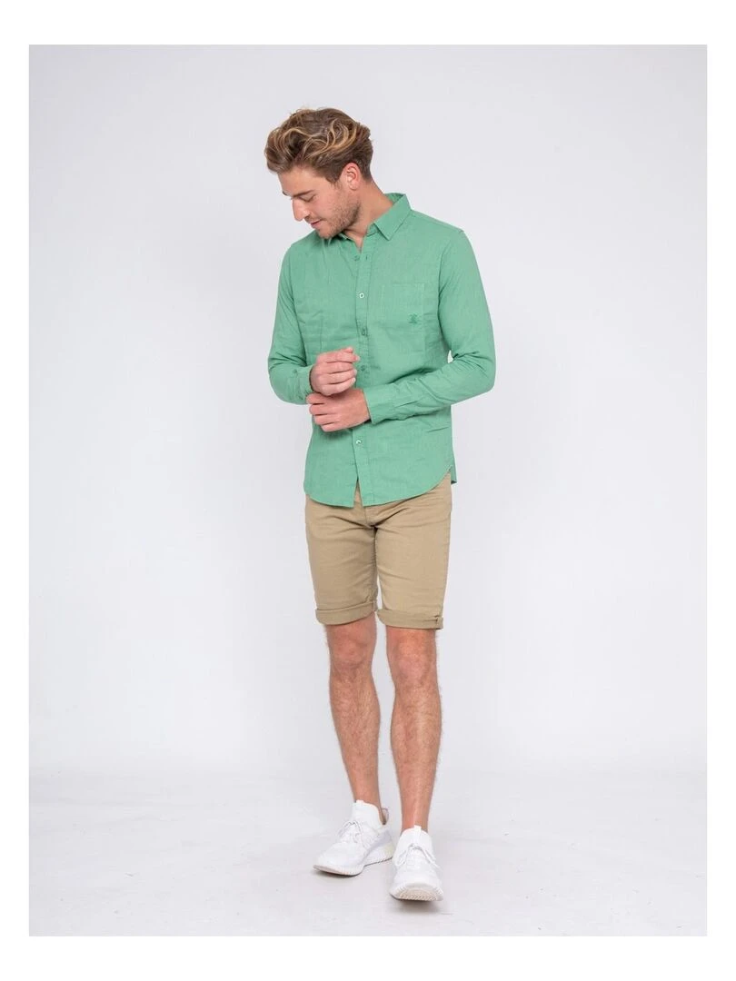 Chemise manches longues lin et coton DALICOT   Vert
