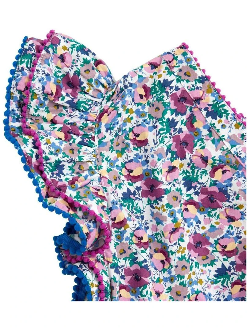 Blouse Fleurie Fille  Violette Bleu Roi  Manches Papillons  BUTTERFLY   'LA FAUTE A VOLTAIRE'   Violet