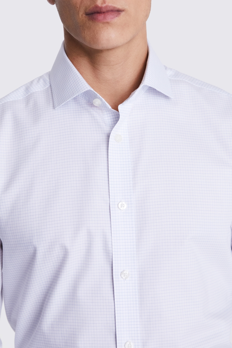 Tailored Fit Light Blue Grid Check Non-Iron Shirt Buy Online at Moss