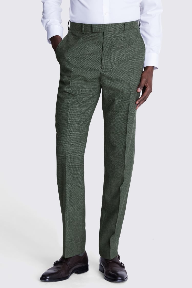 Regular Fit Green Puppytooth Trousers Buy Online at Moss