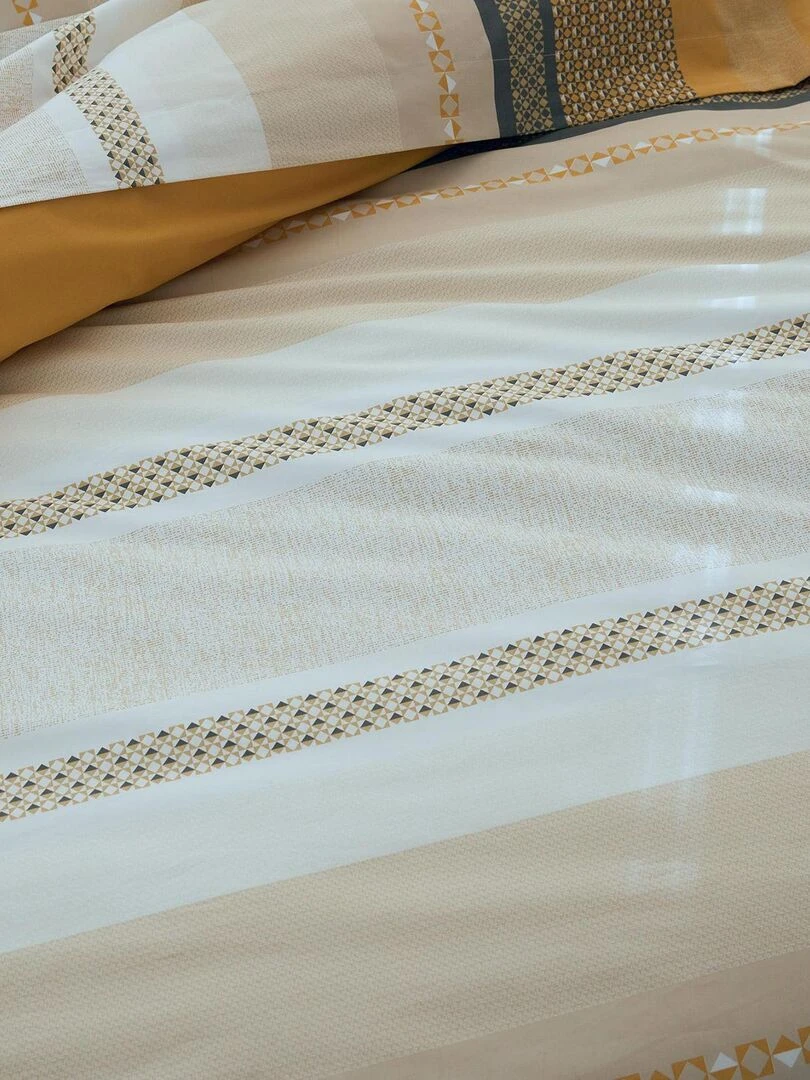 Parure de couette en percale de coton au style ethnique chic   Jaune