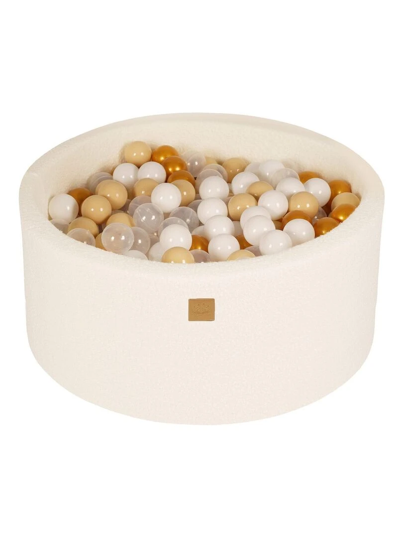 MeowBaby® Boucle Blanc Piscine à Balles Ronde 90x40cm balles: Doré/Beige/Blanc/Transparent Blanc Beige