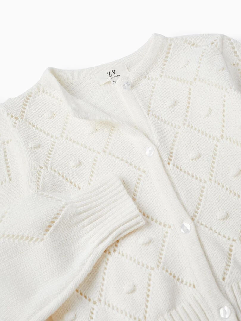 Gilet en Maille de Coton pour Fille  ATLANTIC COMPANY   Beige clair