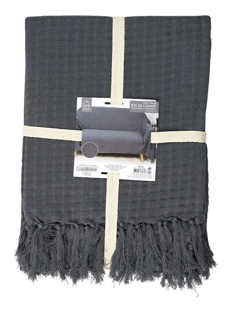 Jeté de canapé gaufré 170x250 cm anthracite   Gris