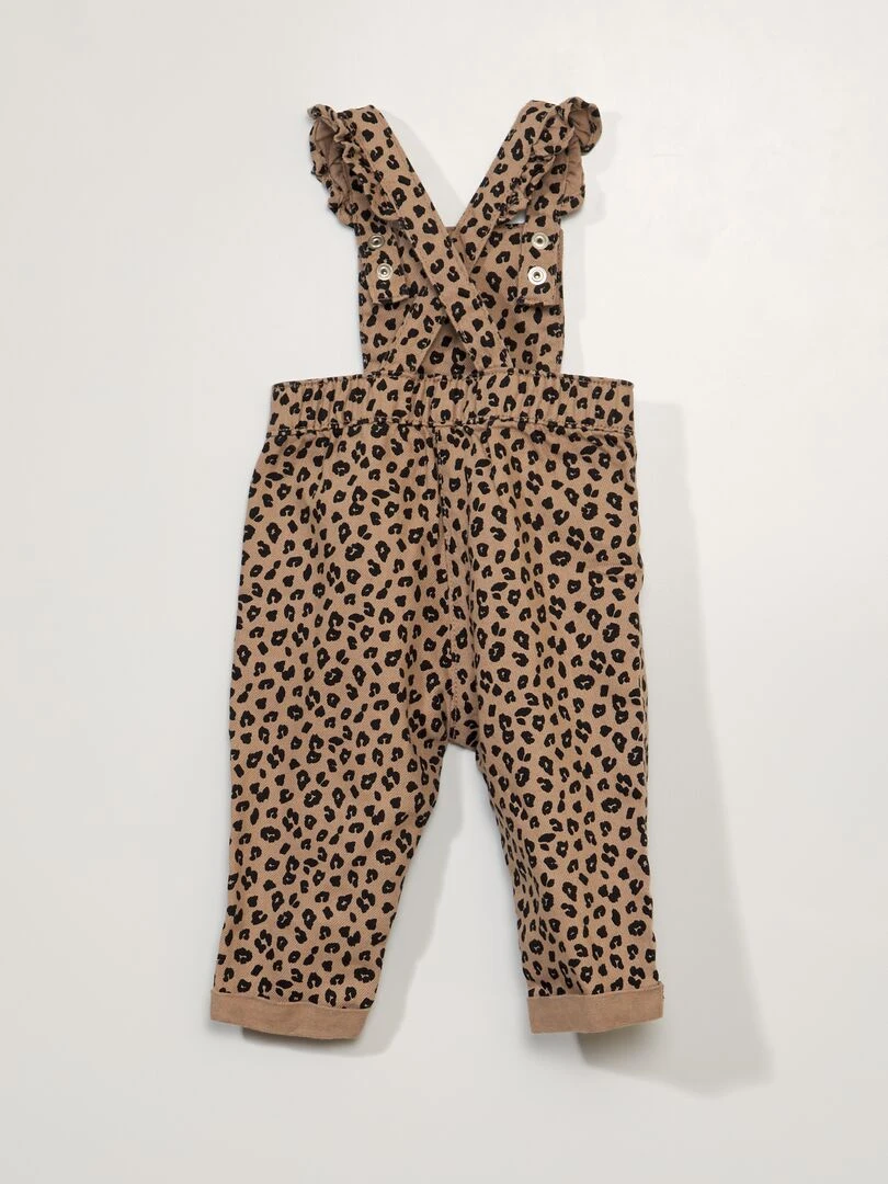 Salopette longue en denim léopard   Beige léopard