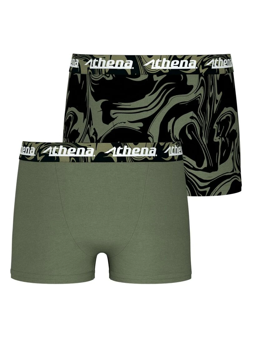 Lot de 2 boxers garçon Print Box Gris Kaki