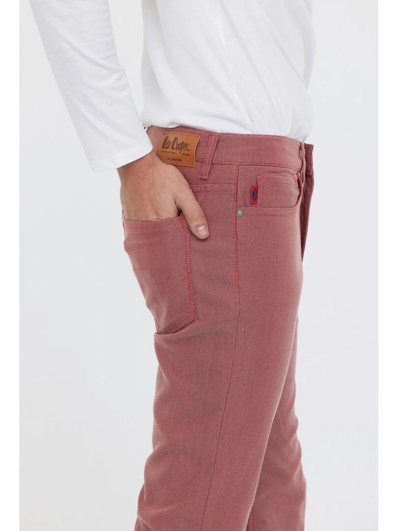 Lee Cooper   Pantalon coton straight LC126ZP   Rouge