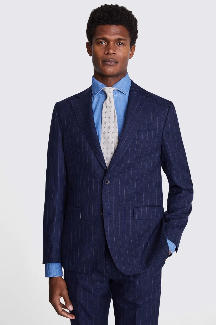 Italian Tailored Fit Navy Stripe Jacket Buy Online at Moss